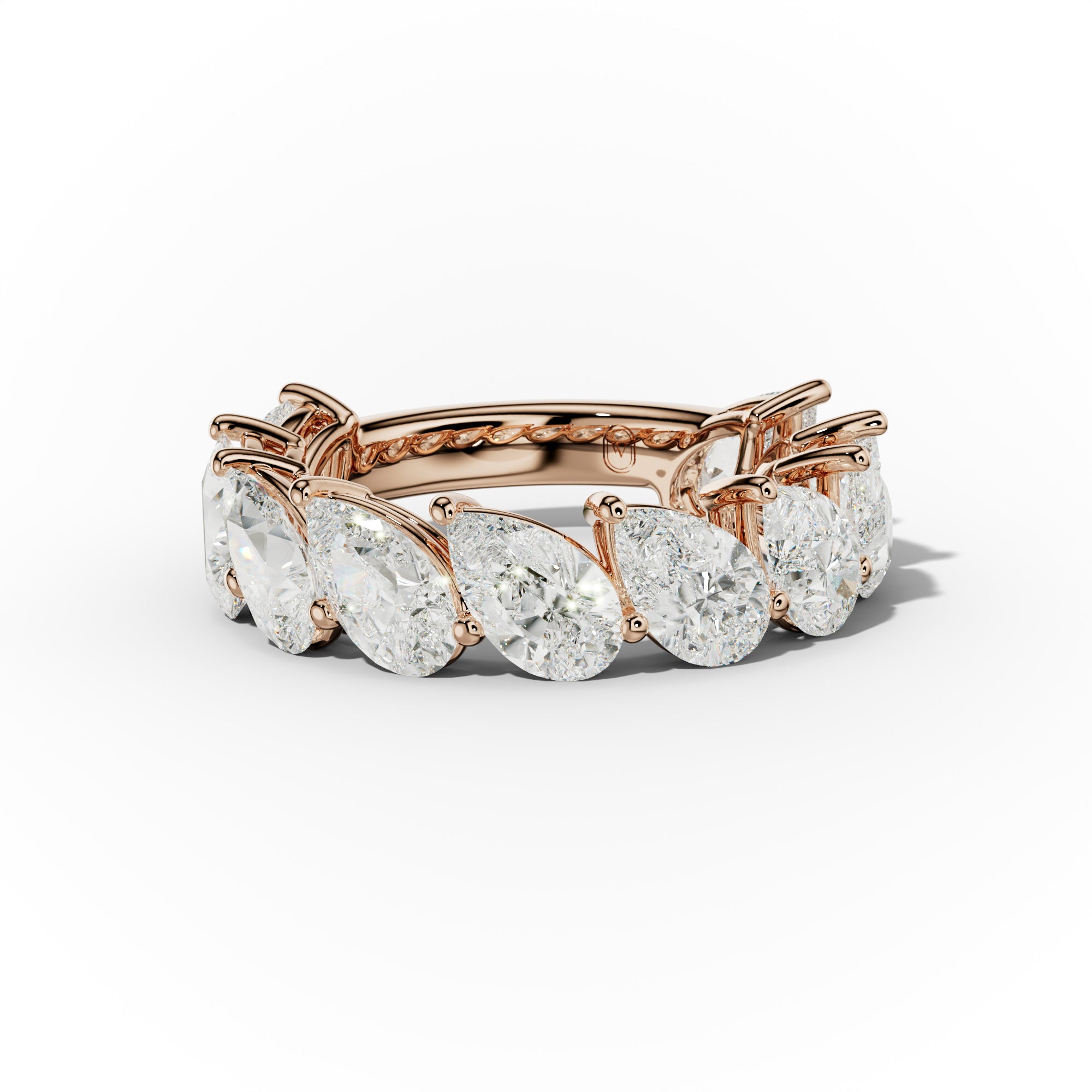 5.0 Carat Slanted Pear Diamond Anniversary Band